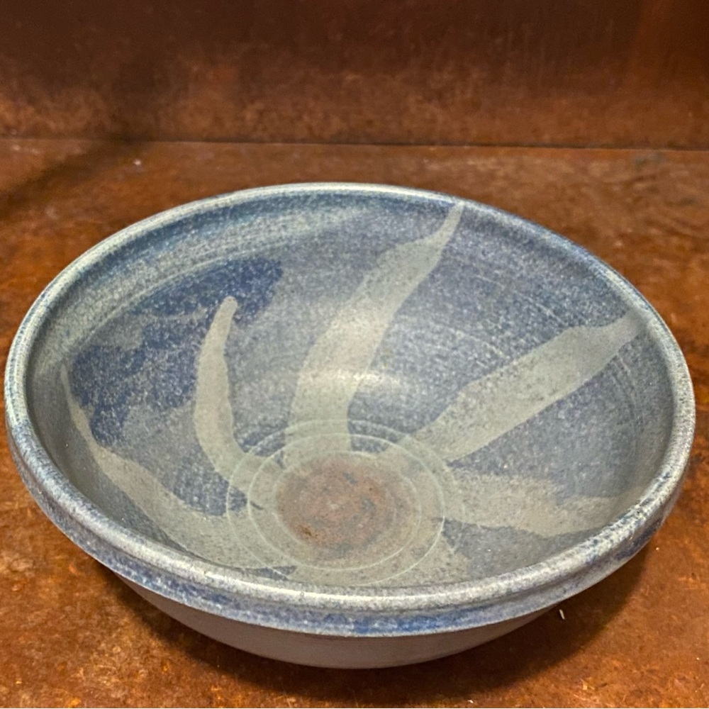 Handcrafted Blue Ceramic Decorative Bowl - Unbranded